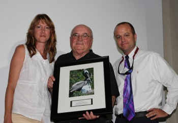 Heidi Messina (left) and Dustin Miller (right), with federation's Vice President, Dick Bierly.