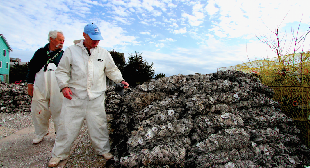 James Barrie Gaskill and Gene Ballance on Beacon Island; Photo by Sam Bland.