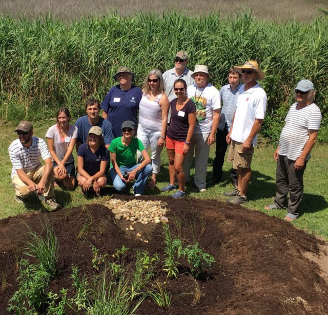 The next Monday in Wanchese, North Carolina Cooperative Extension Agents conducted rain garden certification training with EWNC members. Photo by Erin Fleckenstein