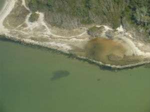 Before Aerial Photograph: A Living shoreline at Springer’s Point Nature Preserve, Ocracoke, 2013