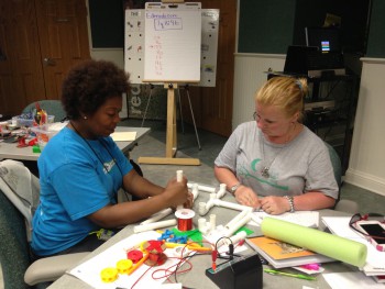 John McCord challenged the teachers with a task of constructing a wave energy device that was later put to the test.