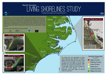 The map above highlights projects at Jockey’s Ridge State Park and Morris Landing Clean Water Preserve that are part of Mariko’s winning study.