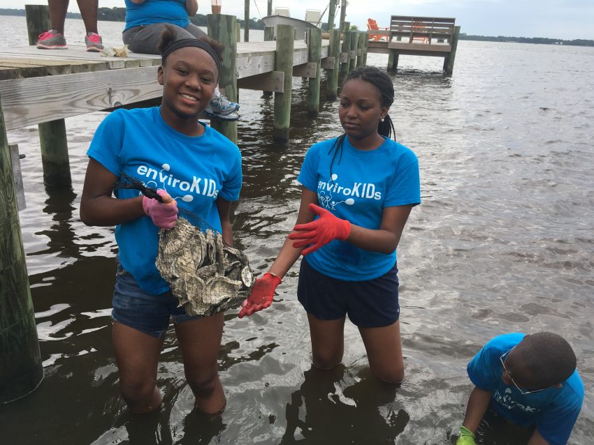 EnviroKids helped construct a living shoreline.