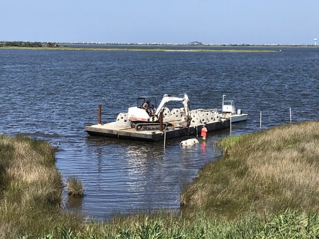 These oyster reef balls will help recruit baby oysters, or spat. The oyster will help improve water quality and fish habitat.