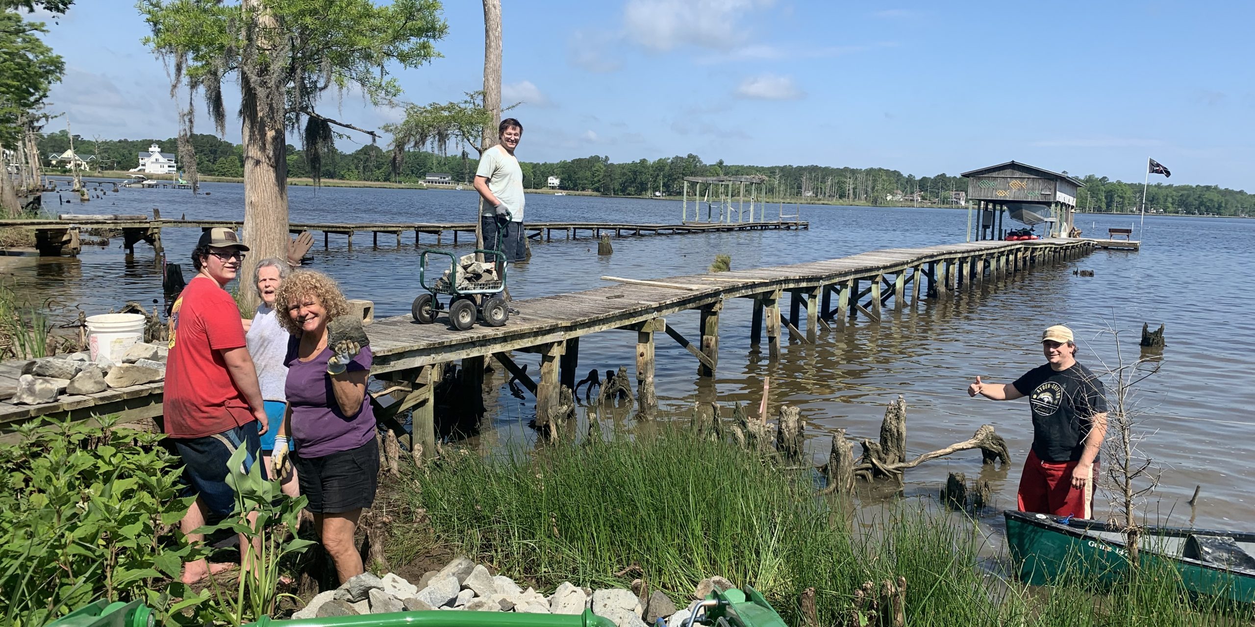 Tyer’s and family beginning to build their marsh sill