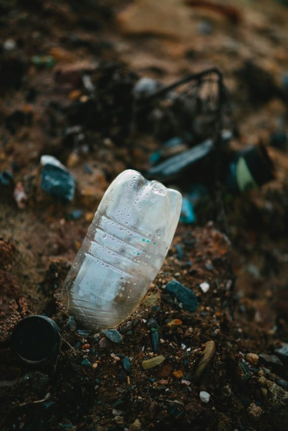 Larger plastics, like water bottels, that can degrade into microplastics