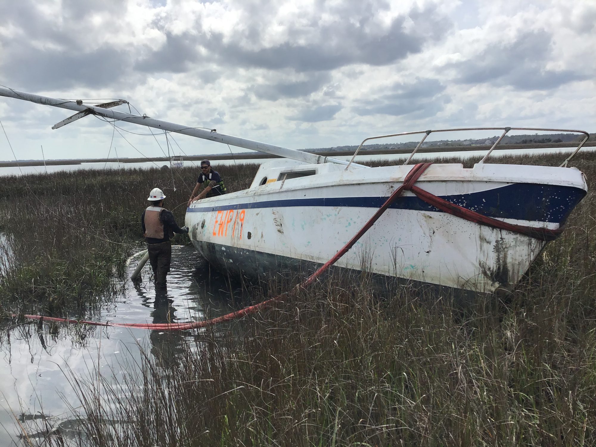 Removal of an ADV in Pender County Boat which was made possible by funds from NCDCM, NRCS, and EWP.