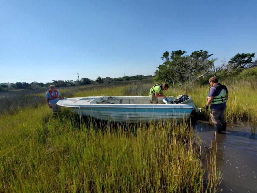 abandoned vessel being removed